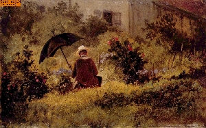 Der Maler im Garten nach Spitzweg